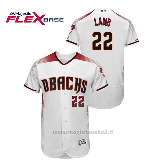 Maglia Baseball Uomo Arizona Diamondbacks Jake Lamb 150th Aniversario Patch Autentico Flex Base Bianco Rosso